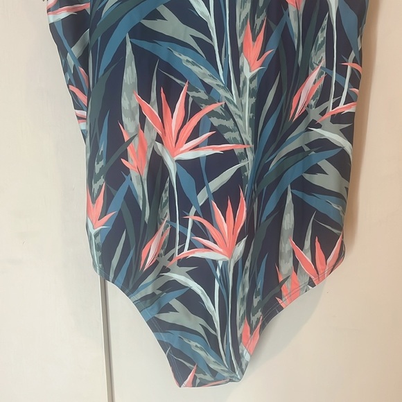 Kona Sol Blue and Pink Tropical One Piece Swimsuit size XL preowned - Picture 3 of 8